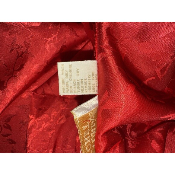 VTG Victoria’s Secret Red Floral Satin Robe M/L Korea Silky Wrap Belted Lounge - Picture 10 of 11